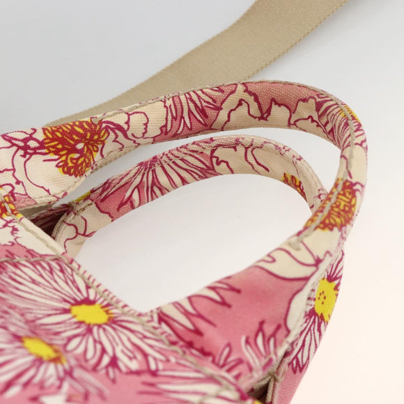 PRADA Canapa M Hand Bag Canvas 2way Pink Gold Auth gh1965