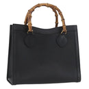 GUCCI Bamboo Tote Bag Leather Black Gold 002 1186 0260 Auth gh1967-1