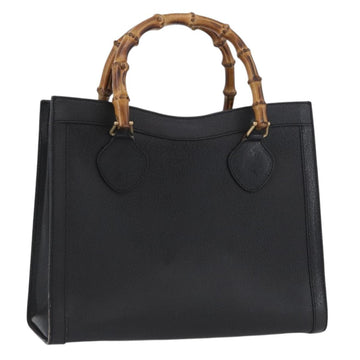 GUCCI Bamboo Tote Bag Leather Black Gold 002 1186 0260 Auth gh1967