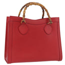 GUCCI Bamboo Hand Bag Leather Red Gold 002 0260 Auth gh1968-1