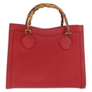 GUCCI Bamboo Hand Bag Leather Red Gold 002 0260 Auth gh1968-13