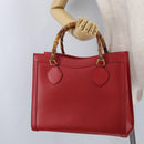 GUCCI Bamboo Hand Bag Leather Red Gold 002 0260 Auth gh1968-24