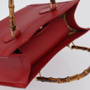 GUCCI Bamboo Hand Bag Leather Red Gold 002 0260 Auth gh1968-6