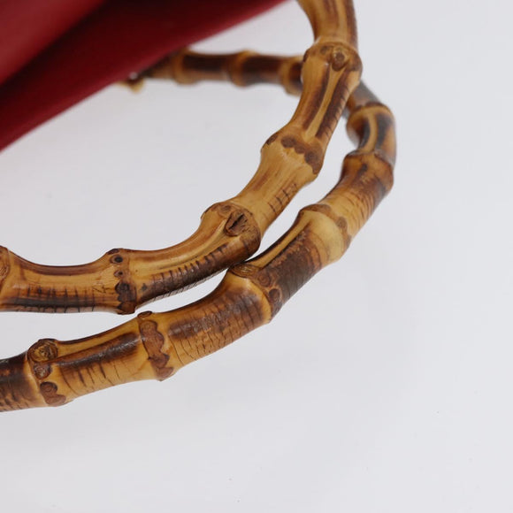 GUCCI Bamboo Hand Bag Leather Red Gold 002 0260 Auth gh1968