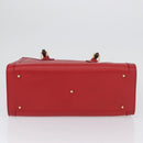 GUCCI Bamboo Hand Bag Leather Red Gold 002 0260 Auth gh1968-5