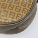 FENDI Zucchino Canvas Schultertasche PVC Beige Silber Auth gh1969-9