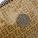 FENDI Zucchino Canvas Schultertasche PVC Beige Silber Auth gh1969-17