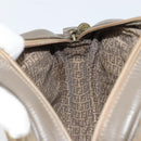 FENDI Zucchino Canvas Schultertasche PVC Beige Silber Auth gh1969-18