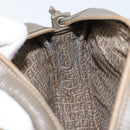 FENDI Zucchino Canvas Schultertasche PVC Beige Silber Auth gh1969-19