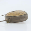 FENDI Zucchino Canvas Schultertasche PVC Beige Silber Auth gh1969-4