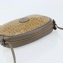 FENDI Zucchino Canvas Schultertasche PVC Beige Silber Auth gh1969-6