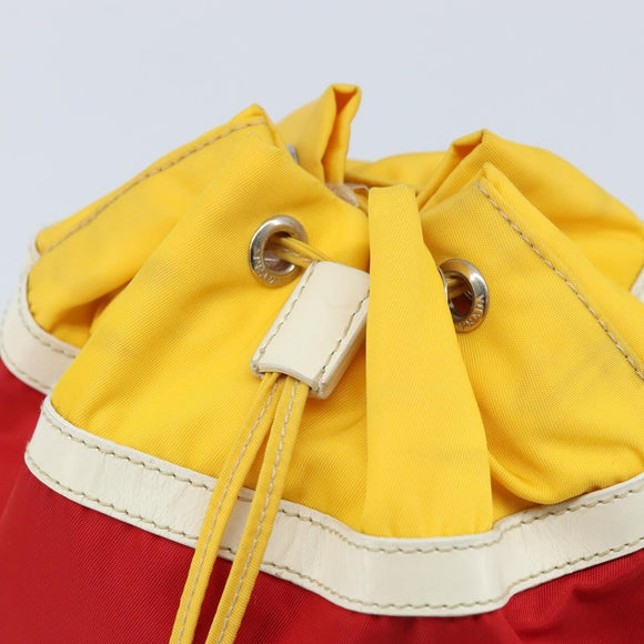 PRADA Pouch Nylon Yellow Silver Auth gh1970