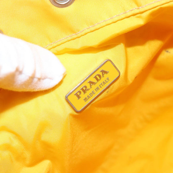 PRADA Pouch Nylon Yellow Silver Auth gh1970