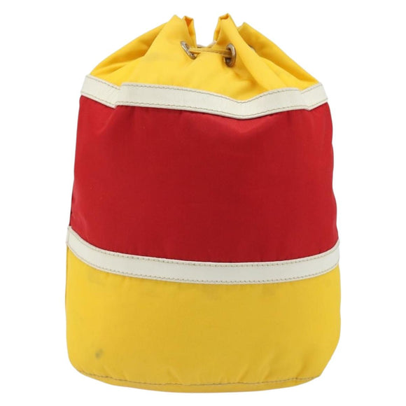 PRADA Pouch Nylon Yellow Silver Auth gh1970