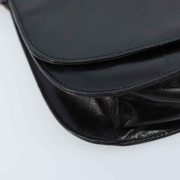 PRADA Chain Shoulder Bag Leather Black Silver Auth gh1971
