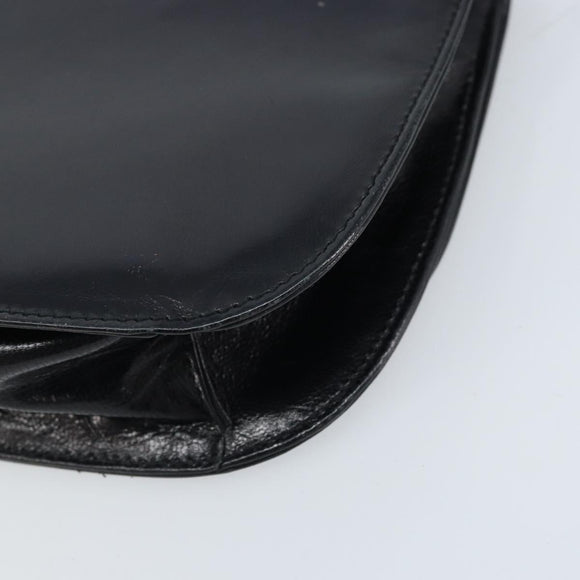 PRADA Chain Shoulder Bag Leather Black Silver Auth gh1971