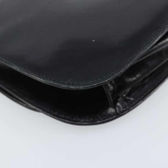 PRADA Chain Shoulder Bag Leather Black Silver Auth gh1971