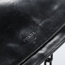 PRADA Chain Shoulder Bag Leather Black Silver Auth gh1971-14