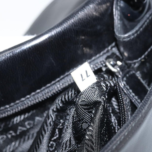 PRADA Chain Shoulder Bag Leather Black Silver Auth gh1971