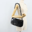 PRADA Chain Shoulder Bag Leather Black Silver Auth gh1971-24