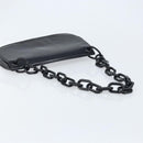 PRADA Chain Shoulder Bag Leather Black Silver Auth gh1971-7
