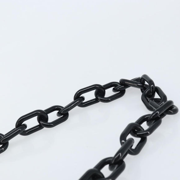 PRADA Chain Shoulder Bag Leather Black Silver Auth gh1971