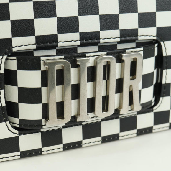 Christian Dior Evolution Flap Shoulder Bag Leather Black White Auth gh1972M