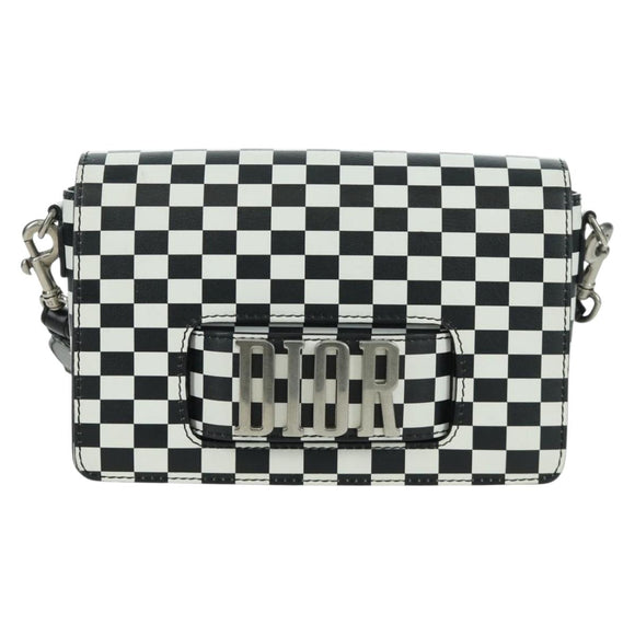 Christian Dior Evolution Flap Shoulder Bag Leather Black White Auth gh1972M