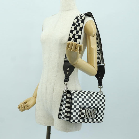 Christian Dior Evolution Flap Shoulder Bag Leather Black White Auth gh1972M