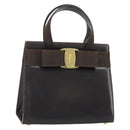 Salvatore Ferragamo Vala Hand Bag Leather Brown Gold Auth gh1974-1
