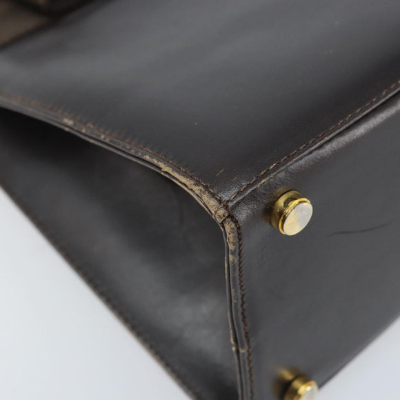 Salvatore Ferragamo Vala Hand Bag Leather Brown Gold Auth gh1974