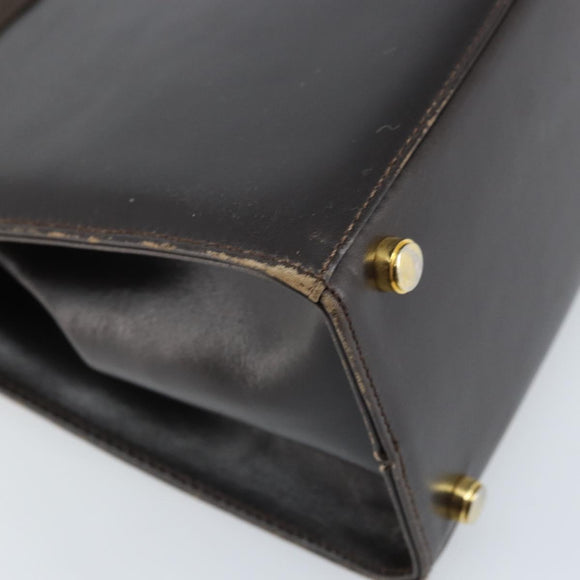 Salvatore Ferragamo Vala Hand Bag Leather Brown Gold Auth gh1974