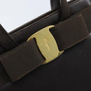 Salvatore Ferragamo Vala Hand Bag Leather Brown Gold Auth gh1974-14