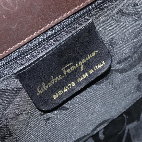 Salvatore Ferragamo Vala Hand Bag Leather Brown Gold Auth gh1974