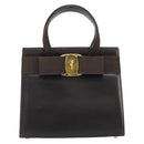 Salvatore Ferragamo Vala Hand Bag Leather Brown Gold Auth gh1974-2