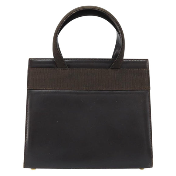 Salvatore Ferragamo Vala Hand Bag Leather Brown Gold Auth gh1974