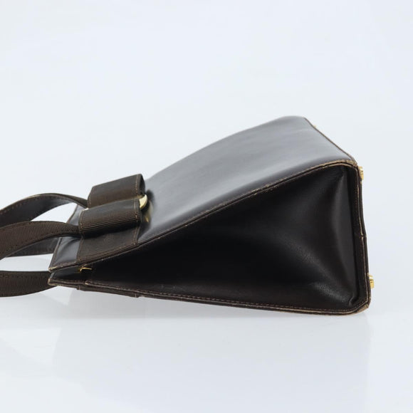 Salvatore Ferragamo Vala Hand Bag Leather Brown Gold Auth gh1974