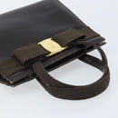 Salvatore Ferragamo Vala Hand Bag Leather Brown Gold Auth gh1974-6