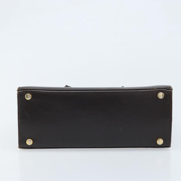 Salvatore Ferragamo Vala Hand Bag Leather Brown Gold Auth gh1974
