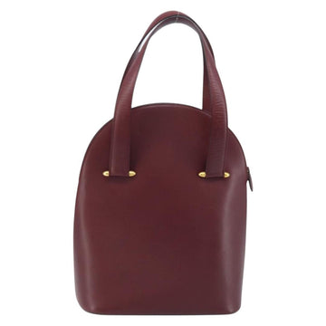 CARTIER Hand Bag Leather Bordeaux Gold Auth gh1976 - 0