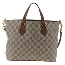 GUCCI GG Supreme Tote Bag PVC 2way Beige Gold 473887 Auth gh1977-13