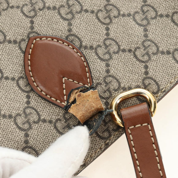 GUCCI GG Supreme Tote Bag PVC 2way Beige Gold 473887 Auth gh1977