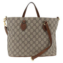 GUCCI GG Supreme Tote Bag PVC 2way Beige Gold 473887 Auth gh1977-2