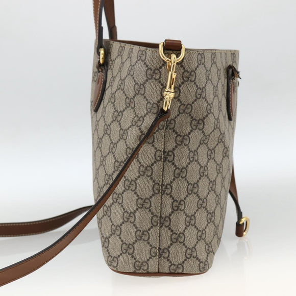 GUCCI GG Supreme Tote Bag PVC 2way Beige Gold 473887 Auth gh1977