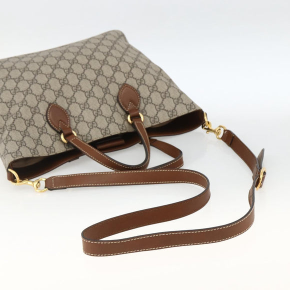 GUCCI GG Supreme Tote Bag PVC 2way Beige Gold 473887 Auth gh1977