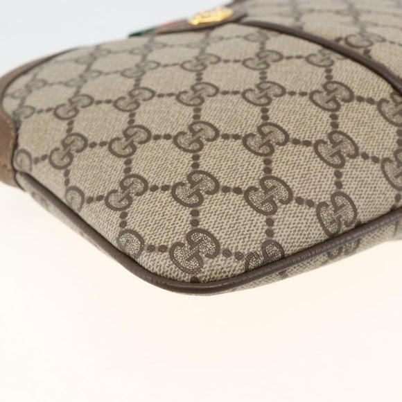 GUCCI GG Supreme Web Sherry Line Bag PVC Beige Gold 904 02 047 Auth gh1981
