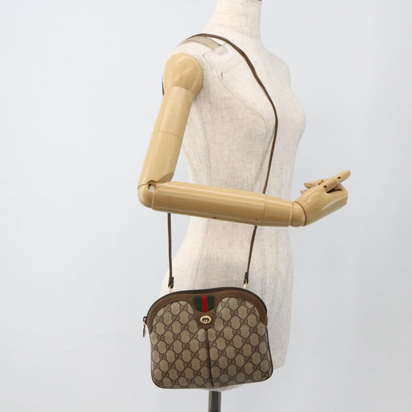 GUCCI GG Supreme Web Sherry Line Bag PVC Beige Gold 904 02 047 Auth gh1981