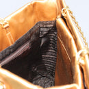 PRADA Chain Hand Bag Satin Gold Auth gh1982-18