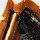 PRADA Chain Hand Bag Satin Gold Auth gh1982-19