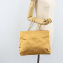 PRADA Chain Hand Bag Satin Gold Auth gh1982-23